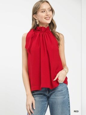 Umgee Tie-Neck Ruffle Halter Boho Top